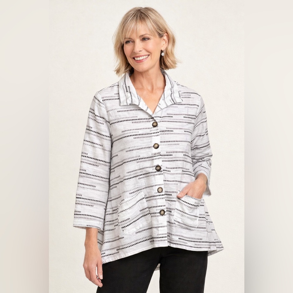 Habitat‎ Wearable Art Abstract Print Button Front Tunic Blouse XS